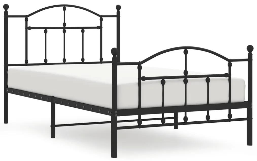 353451 vidaXL Cadru pat metalic cu tăblii de cap/picioare, negru, 100x190 cm