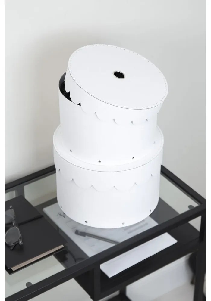 Cutii de depozitare albe 2 buc. din carton cu capac ø 26x17,5 cm Wilma Paper Laminate – Bigso