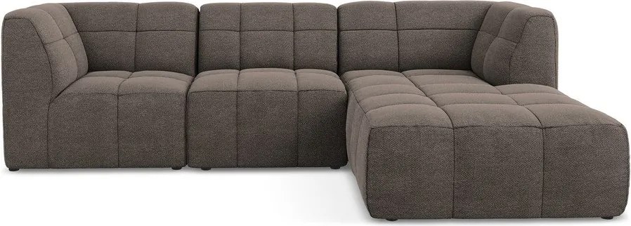 Colțar maro cu tapițerie din țesătură bouclé (cu colț pe partea dreaptă/cu șezlong) Aloha – Makamii