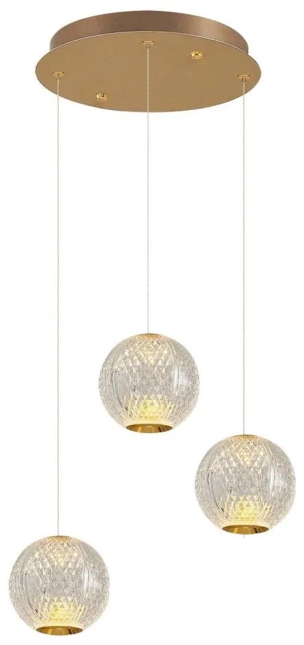 Lustră LED pe cablu CREMONA, 3xLED/5W/230V/3000K, auriu