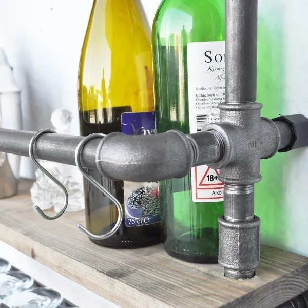 Etajeră de perete BORU 67x60 cm maro/neagră