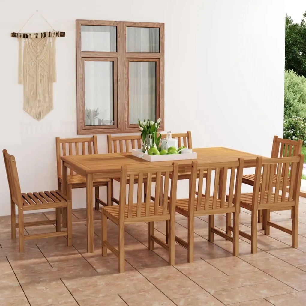 Set mobilier de gradina, 9 piese, lemn masiv de tec Fara cotiera, 9