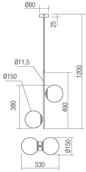 Lustră pe cablu NIVA 2xE14/28W/230V Redo 01-2625
