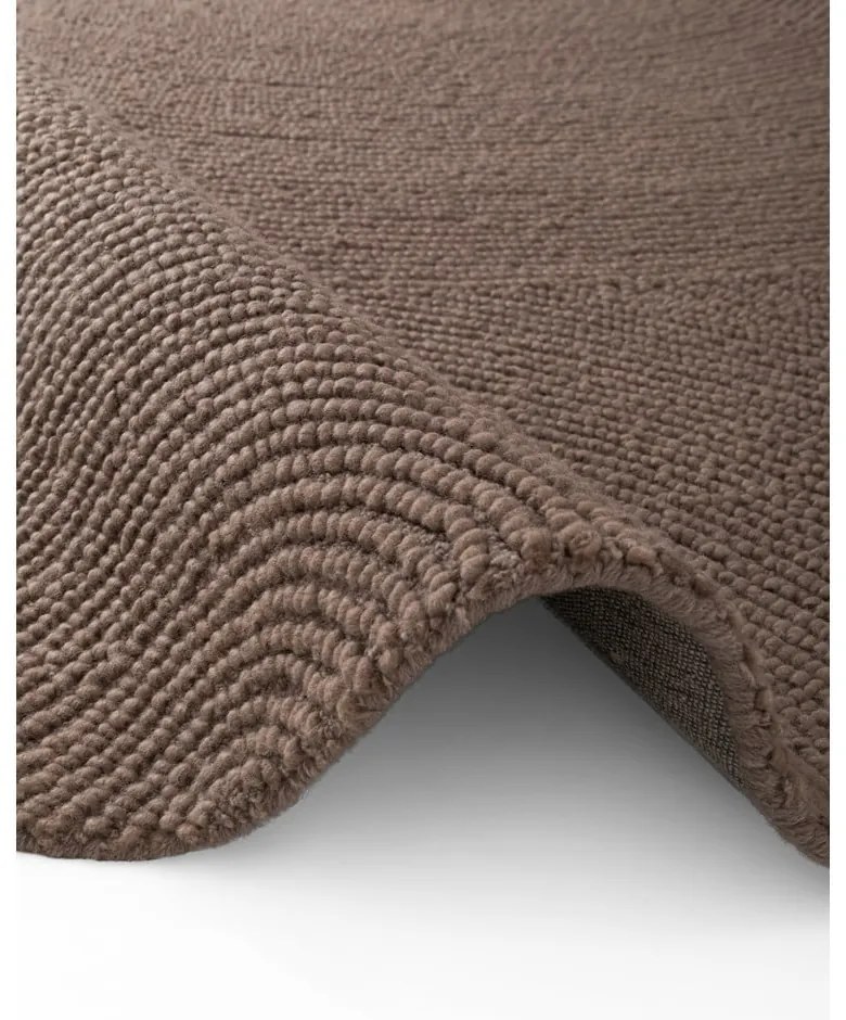 Covor taupe țesut manual rotund din lână ø 200 cm Eleni Taupe – Hanse Home