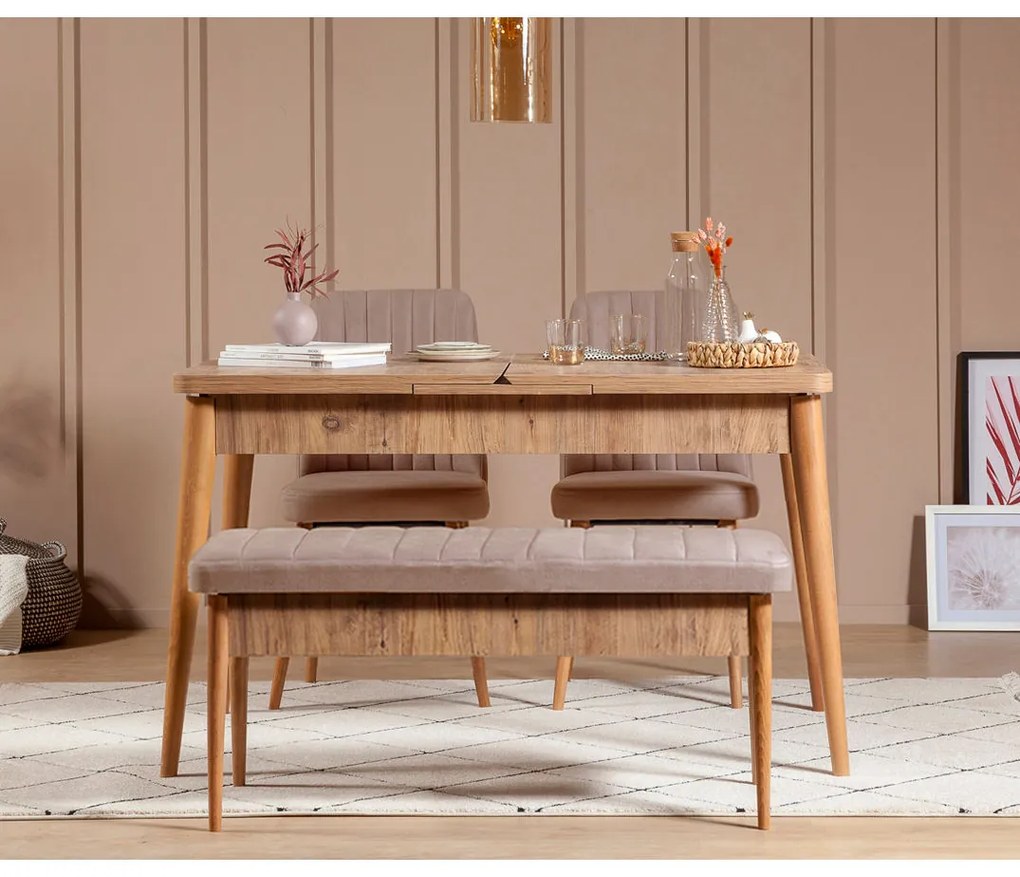 Set mobilier sufragerie Vlasta 1 (pin atlantic + bej) (pentru 4 persoane). 1072379