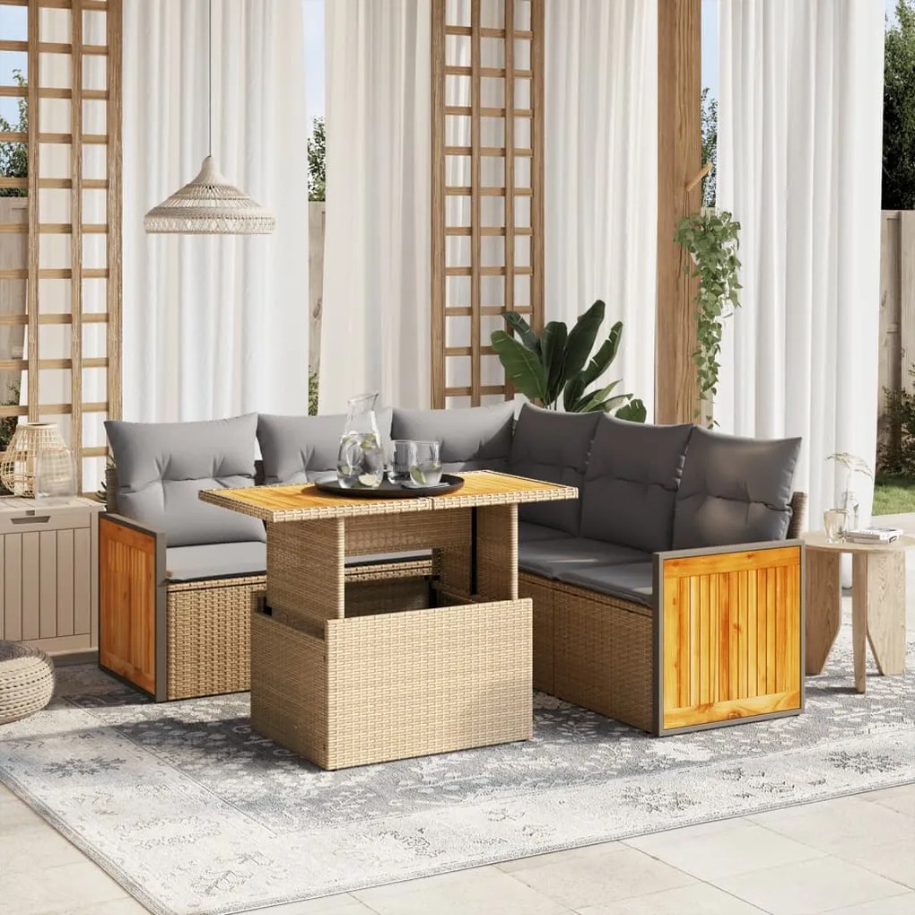 vidaXL Set canapele de grădină cu perne, 6 piese, bej, poliratan