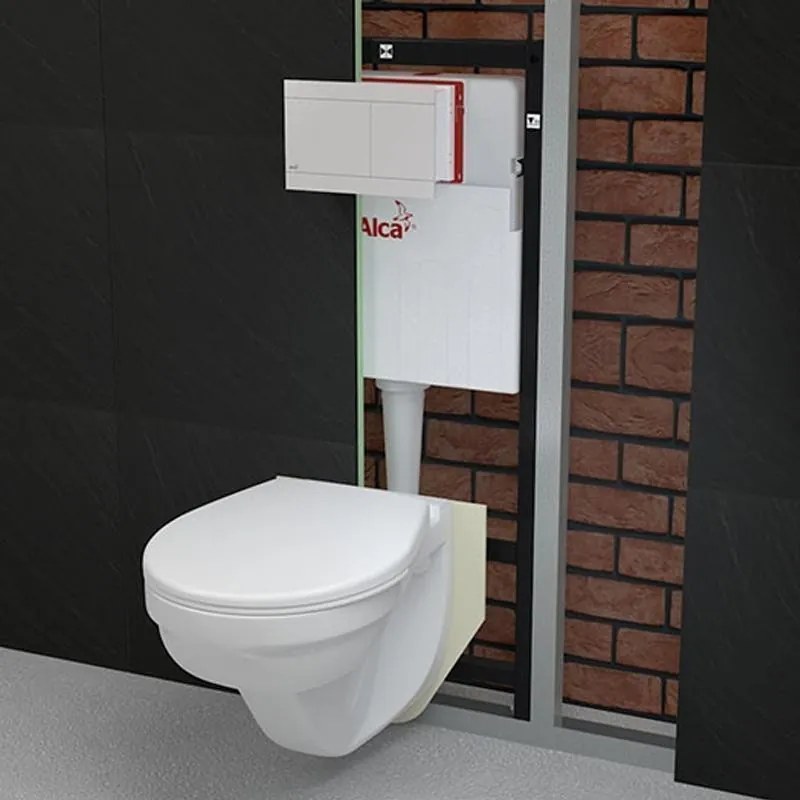 Rezervor wc incastrat Alcadrain, Basicmodul Slim, montare in zidarie, pentru wc stativ, 8.4 cm