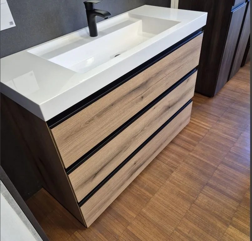 Set mobilier baie (masca stativa cu 3 sertare si lavoar) Kolpa San Harmony 120x48xH90, stejar natur