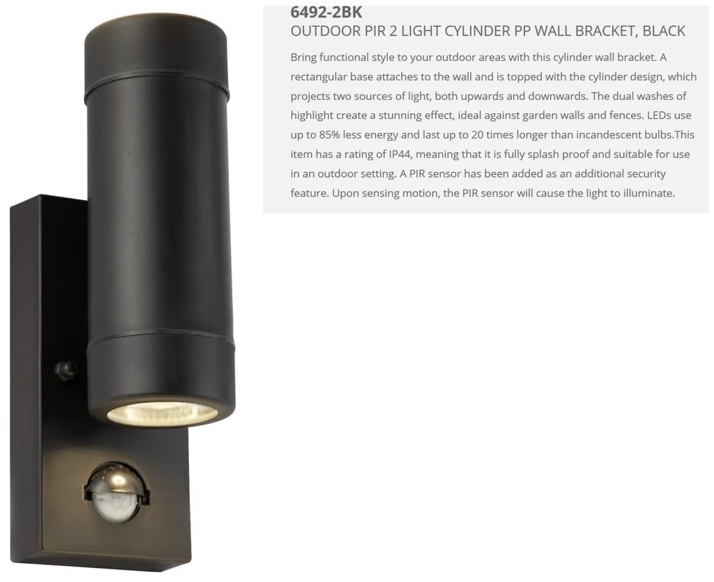 Aplica LED de exterior cu senzor de miscare Up and Down 6492-2BK SRT
