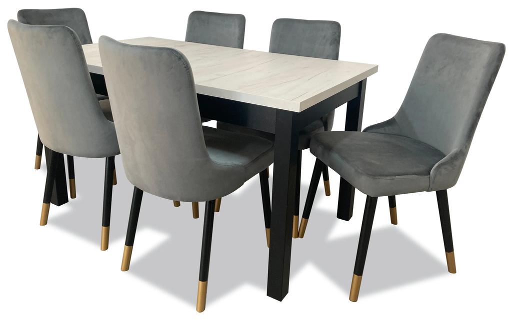 Zondo Set masă scaune pentru sufragerie Alita 3 (alb + gri) (pentru 6 persoane). 1036007