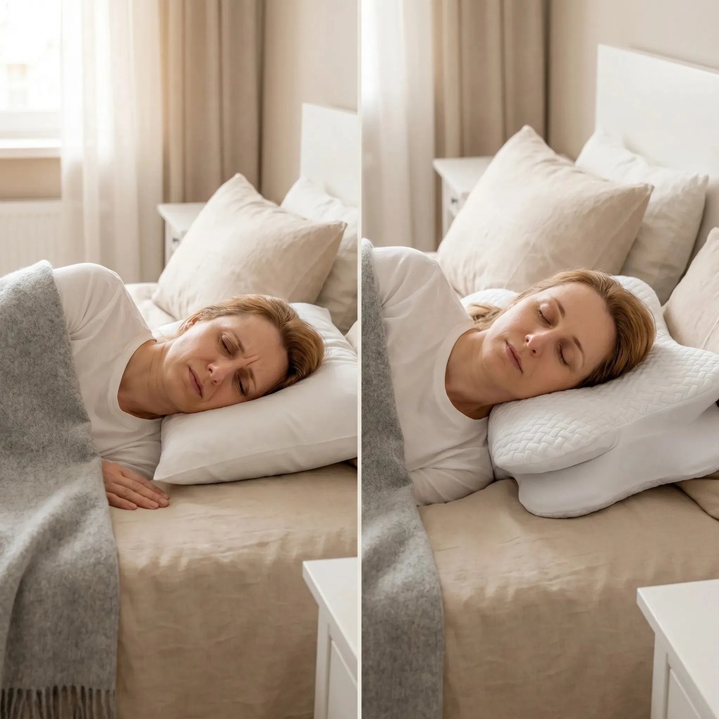 Perna cervicala ortopedica CERVI-SAN Confort memory foam fermitate moale, Alb