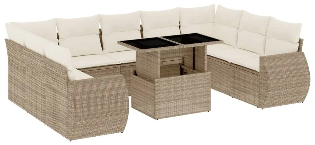 3268738 vidaXL Set canapele de grădină cu perne, 10 piese, bej, poliratan