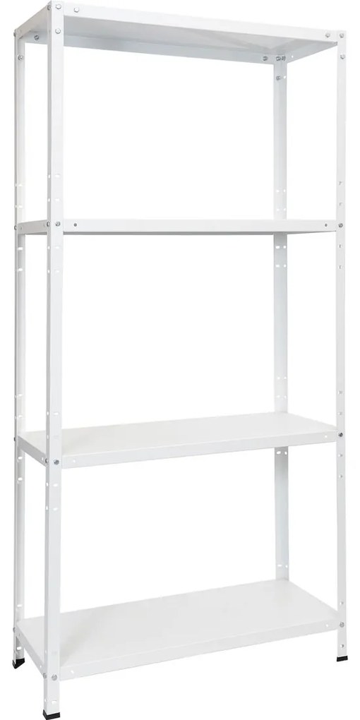 Etajera metalica alba cu 4 rafturi, 75x30x150 cm