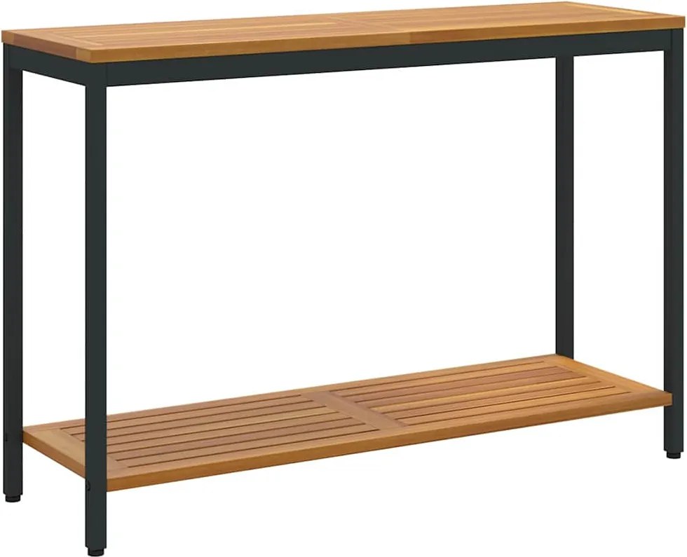 vidaXL Masă de exterior cu raft Natural și Negru 110 x 35 x 75 cm