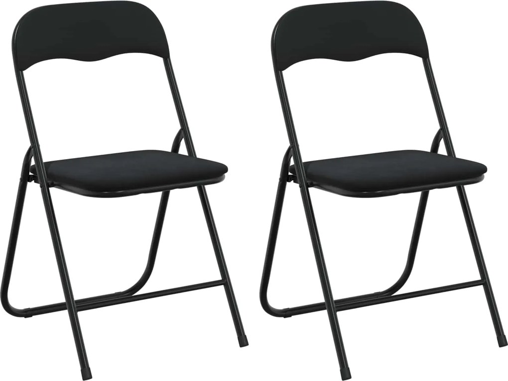 vidaXL Scaun pliant 2 pcs Negru 48 x 44 x 78 cm Catifea