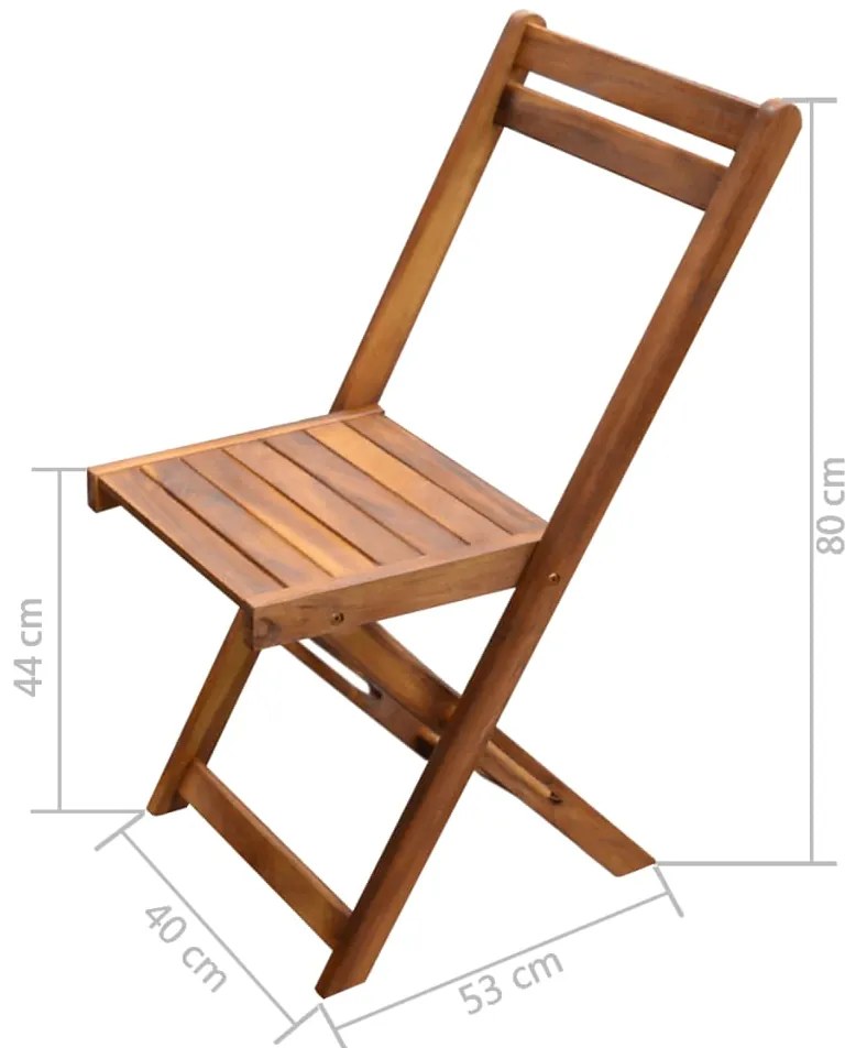 Set bistro pliabil din 3 piese Culoare maro, HOUTEN