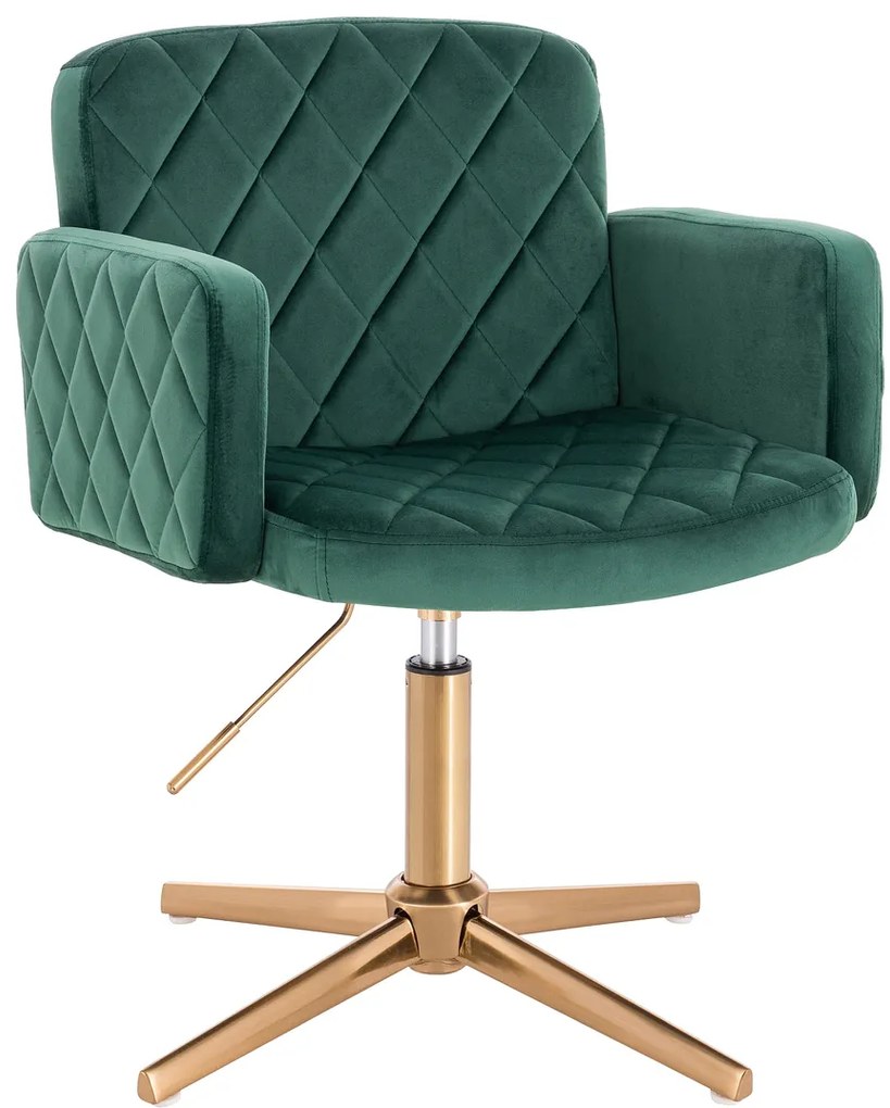 HR802CROSS Scaun Verde din Catifea cu Bază Aurie