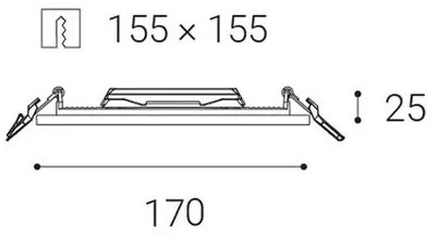 Corp de iluminat LED încastrat SLIM LED/15W/230V IP43 CRI 90 LED2