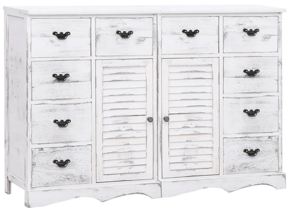 284179 vidaXL Servantă cu 10 sertare, alb, 113 x 30 x 79 cm, lemn
