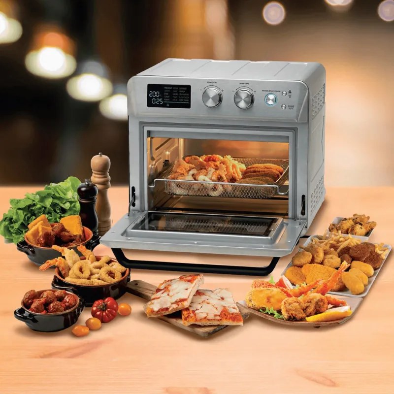 Friteuza cuptor cu aer cald Ariete 4629/11, 1700W, 25 L, 15 programe, Pana la 230°C, Afisaj digital, Cos rotativ, Inox