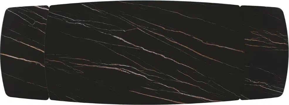 MIRABELLE-MASA BLAT ROTUNJIT CERAMICA NEGRU CU AURIU MAT EXTENSIBILA -PICIOR METALIC BRONZ 180 cm /90 cm