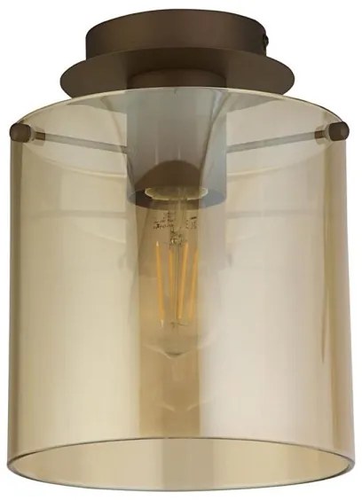 Searchlight 88911-1MO - Plafonieră SWEDEN 1xE27/60W/230V Ø22 cm maro/fumuriu