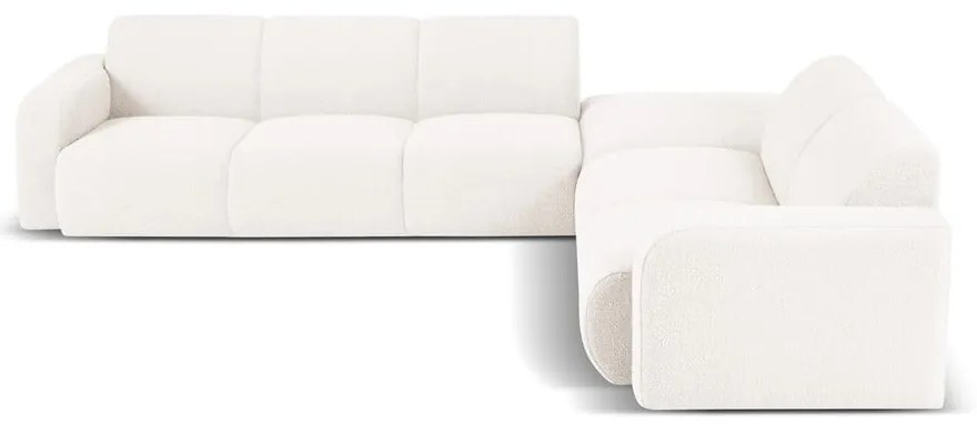 Colțar alb cu tapițerie din stofă bouclé (colț dreapta) Molino – Micadoni Home