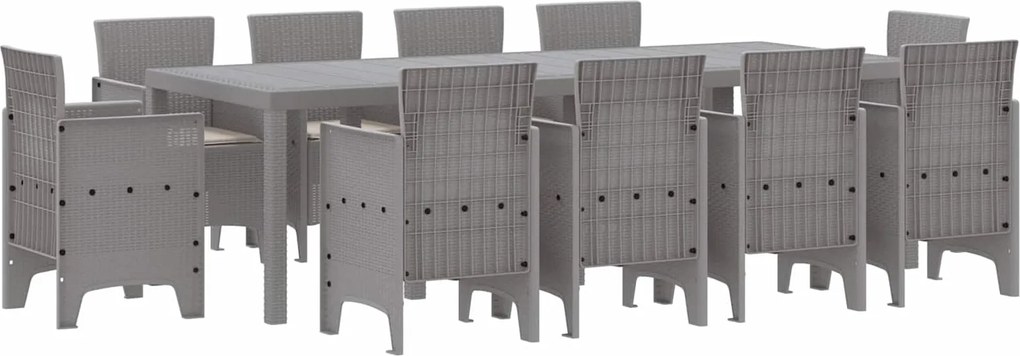 vidaXL Set de masă pentru grădină 11 pcs Gri deschis Polipropilenă