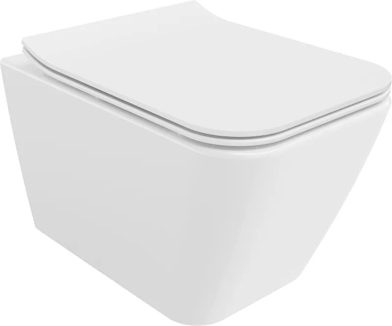 Mexen Cube vas de toaletă Rimless cu capac cu închidere lentă slim, duroplast, alb lucios - 30924000