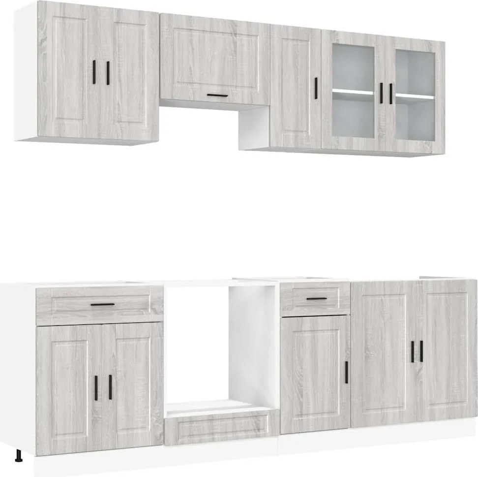 vidaXL Set de dulapuri de bucătărie 8 piese „Kalmar” lemn Sonoma gri