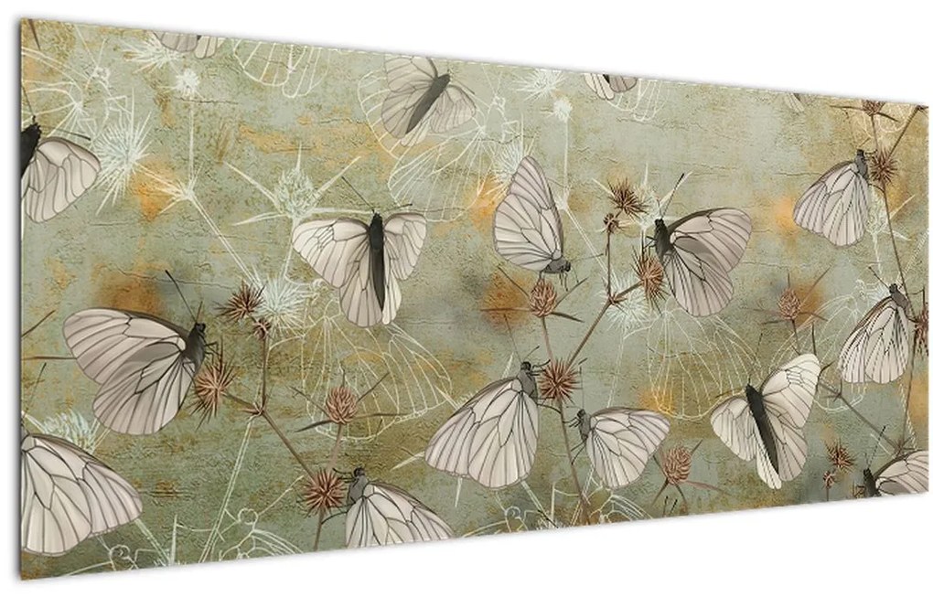 Tablou - Vintege fluturi (120x50 cm)