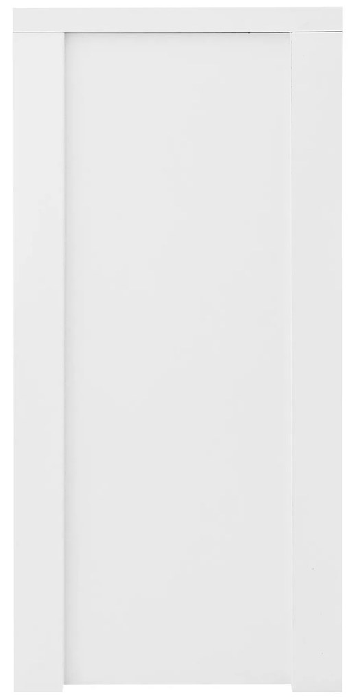 Comodă Modernă Minimalistă cu Mânere Aurii și Rafturi Reglabile, 140x38x80 cm - Perfectă pentru Bucătărie și Living, Albă