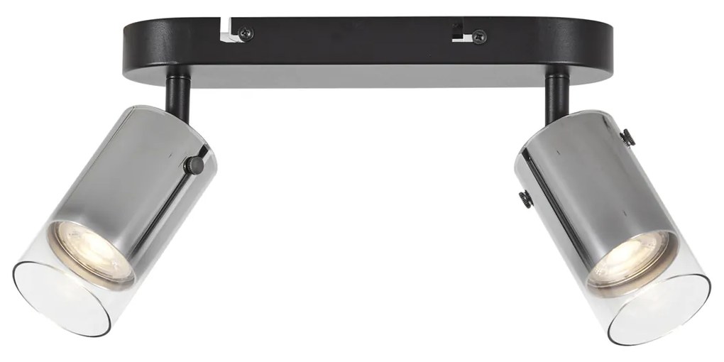 Spot modern de tavan Gunmetal cu 2 lumini rotativ și reglabil - Drain