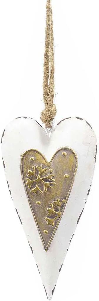 Decoratiune brad metal alb inima