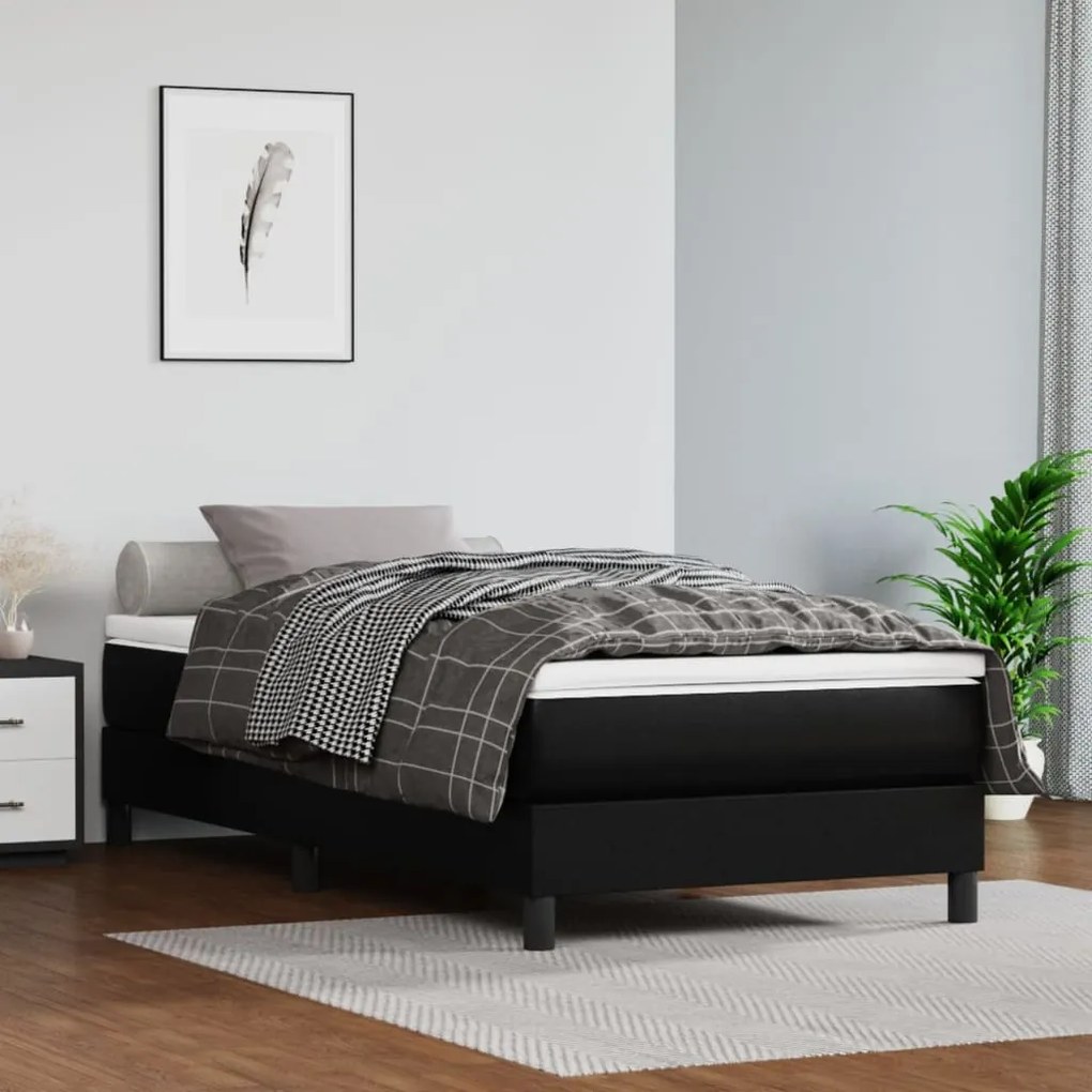 3120676 vidaXL Cadru de pat, negru, 90x200 cm, piele ecologică