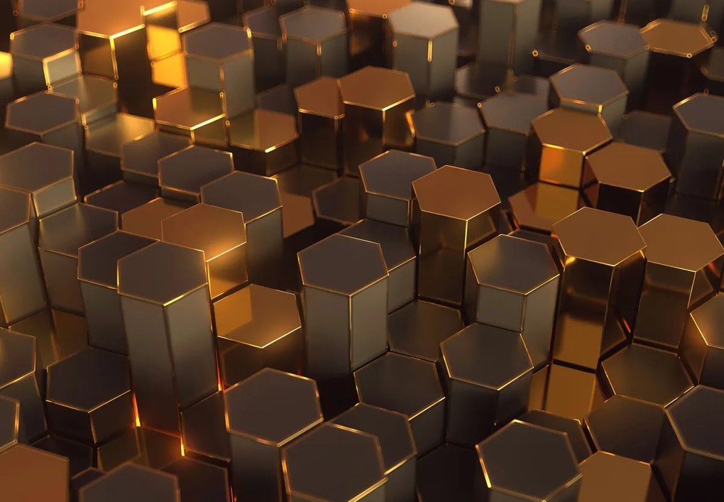 Fototapet - Hexagoane de bronz (147x102 cm)