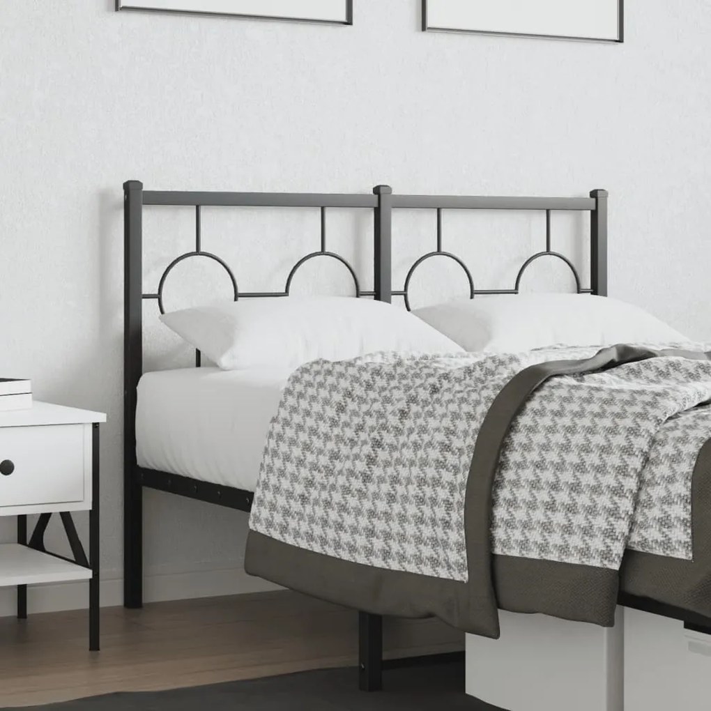 vidaXL Tăblie de pat metalică, negru, 120 cm