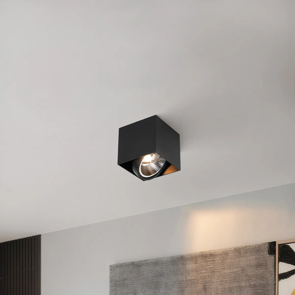 Spotlight de design negru pătrat AR111 - Box