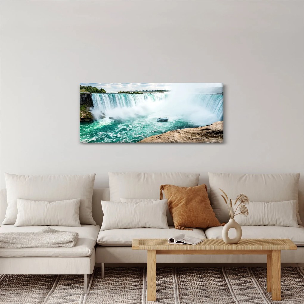 Tablou cu cascadele și corabie (120x50 cm)