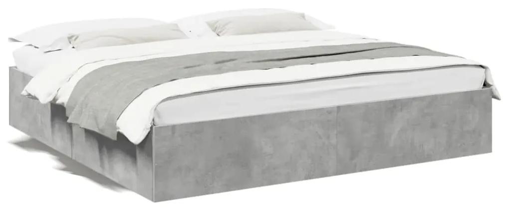 3280989 vidaXL Cadru de pat, gri beton, 200x200 cm, lemn prelucrat
