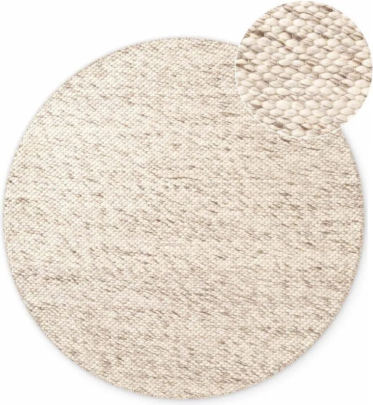 Covor bej/în culoare naturală țesut manual rotund din lână ø 160 cm Lyon Beans – Elle Decoration