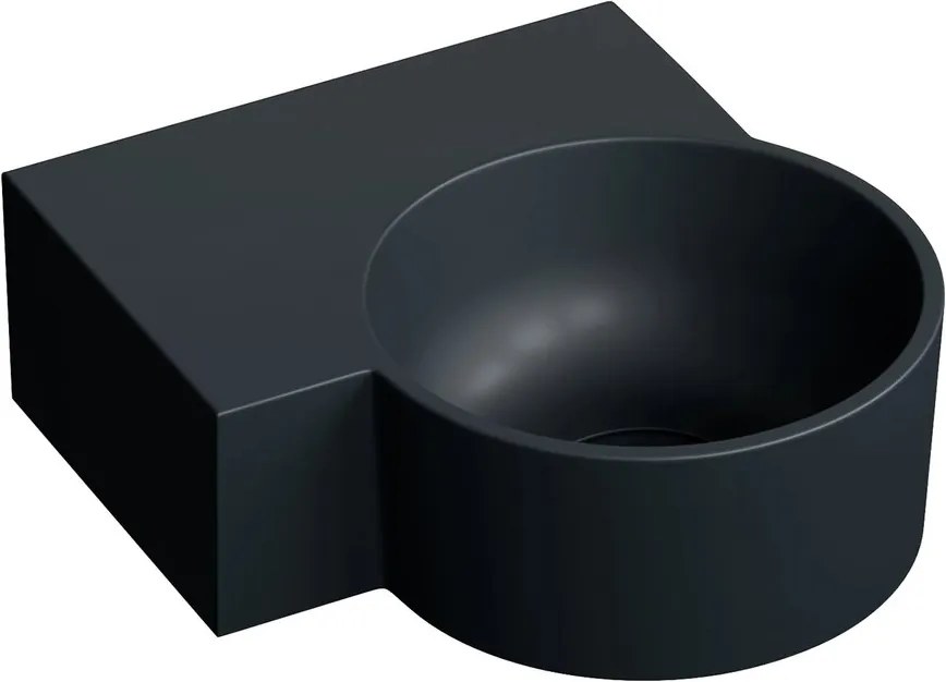 Lavoar suspendat Omnires Ovo M+ finisaj negru lava mat 33.5 cm stanga