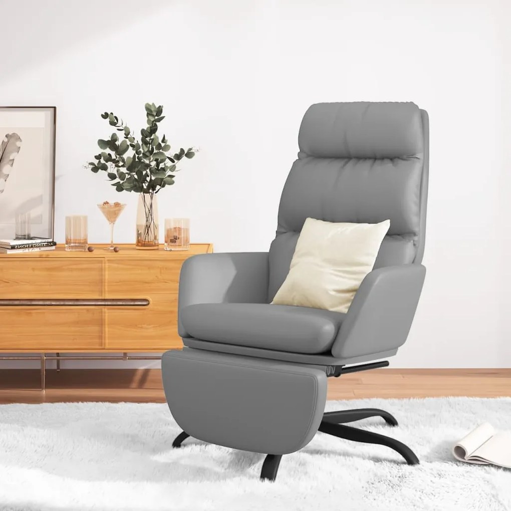 3097545 vidaXL Scaun de relaxare cu taburet, roșu, piele ecologică