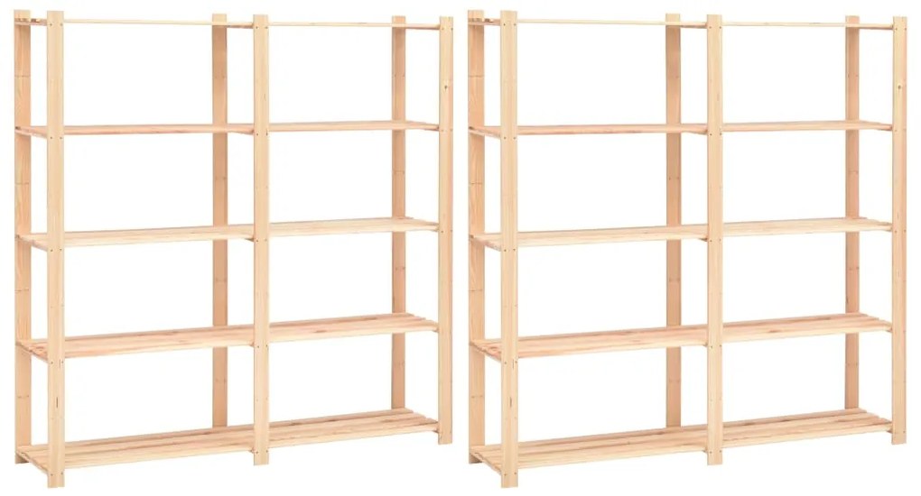 vidaXL Etajere cu 5 rafturi, 2 buc, 170x38x170 cm, lemn de pin, 500 kg