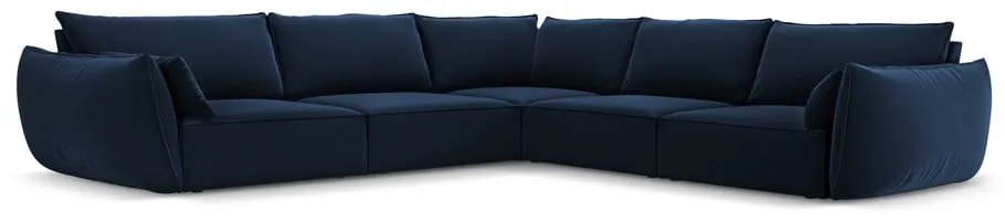 Colțar albastru închis cu tapițerie din catifea Vanda – Mazzini Sofas