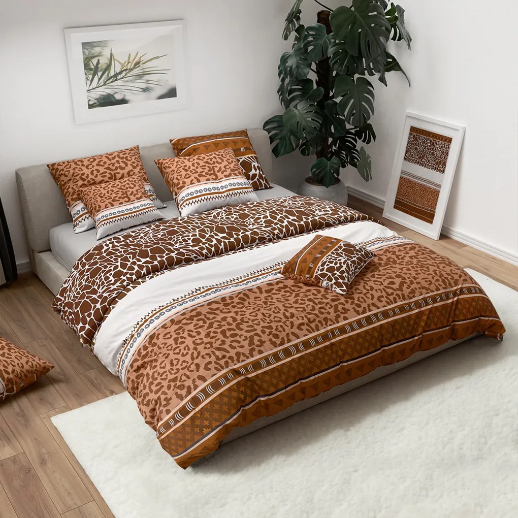 Lenjerie de pat din bumbac Renforce EBONY maro Dimensiune lenjerie de pat: 2 buc 80 x 80 cm | 200 x 200 cm
