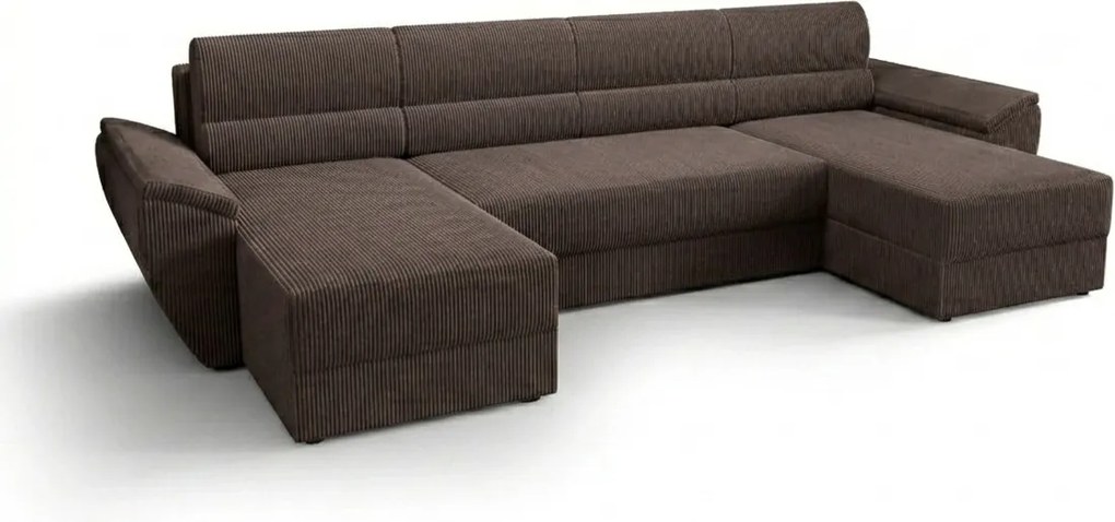 Coltar extensibil in forma de U TAVERO 321x140 cm, maro
