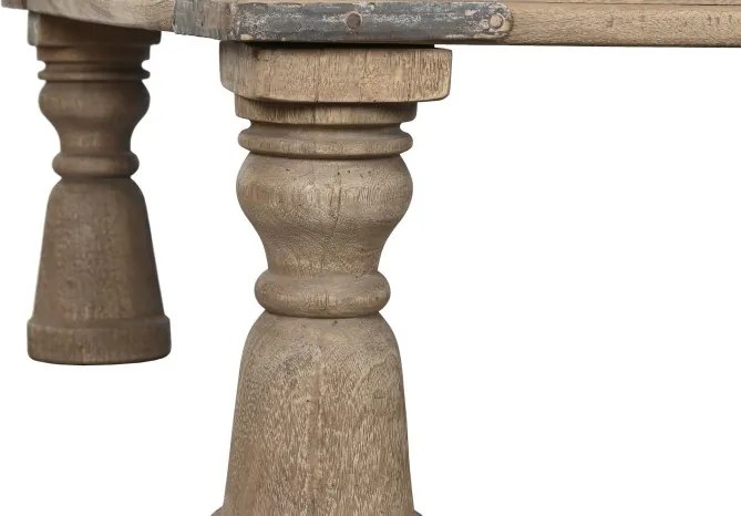 Măsuță de cafea dreptunghiulară din lemn masiv, natur, cu picioare în formă de balustru, finisaj mat, 45 x 170 x 107 cm, „Rostin” – Ethnic Collections