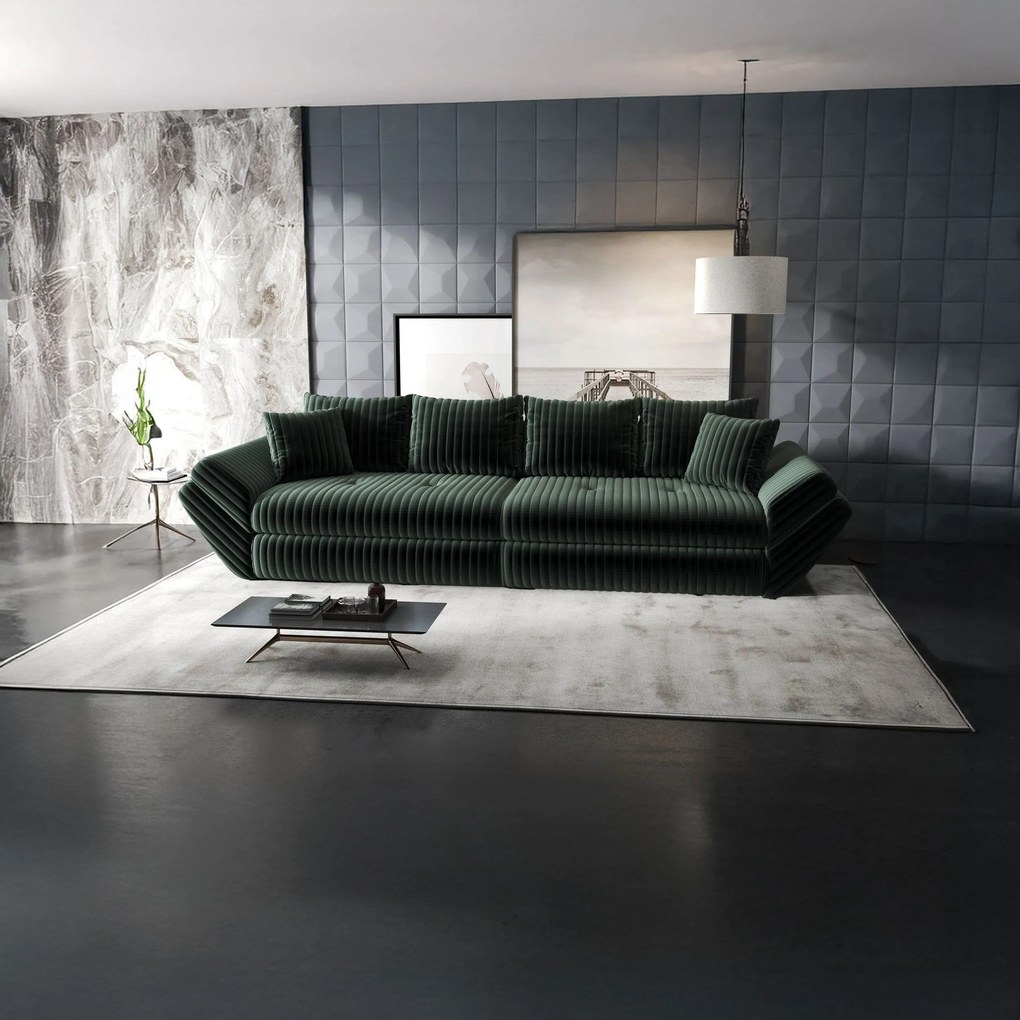 Canapea extensibilă dumonde cu ladă de depozitare si sezut confortabil din spuma high-density, Loana Ambience Verde 300x100 cm