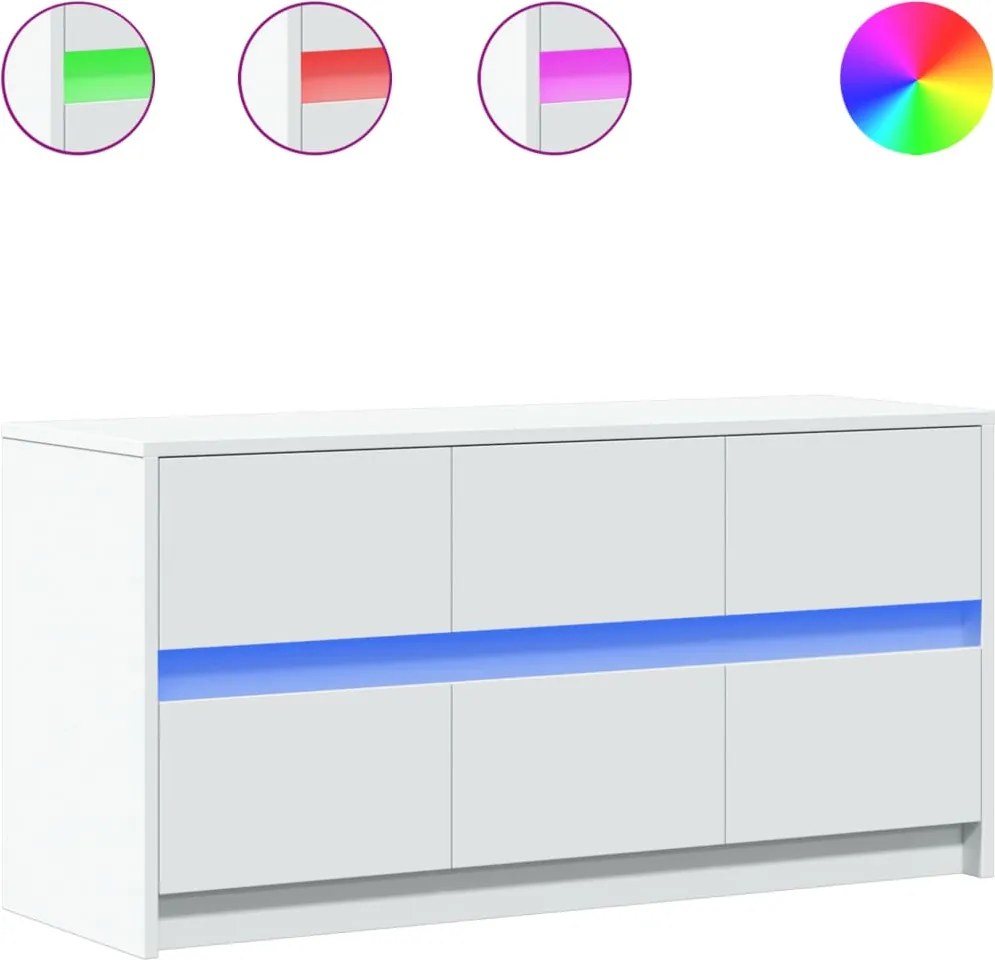 vidaXL Dulap TV cu LED, alb, 100x34x50 cm, lemn prelucrat